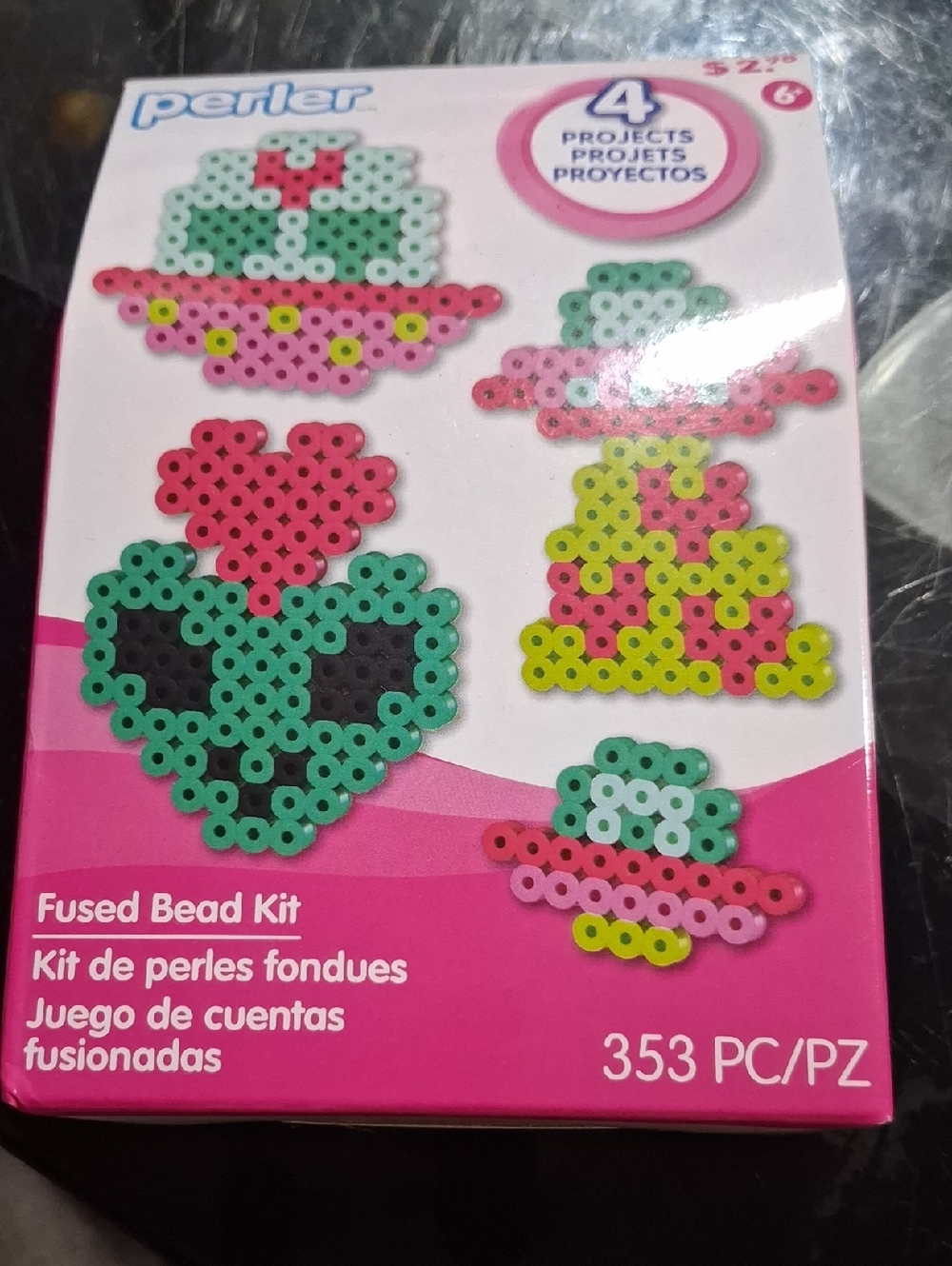 Perler Fused Bead Kit - Pink, Green, Black